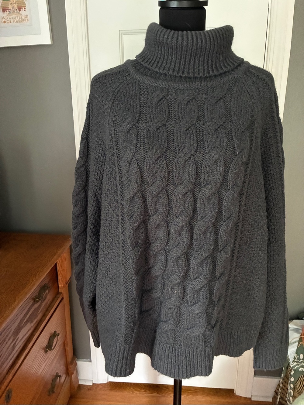 GAP Charcoal Cable Knit Turtleneck Sweater